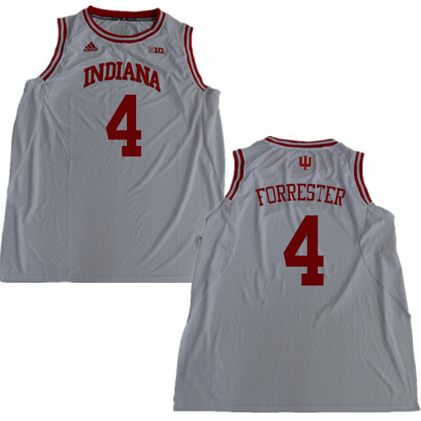 Men #4 Jake Forrester Indiana Hoosiers College Basketball Jerseys Sale-White - Click Image to Close